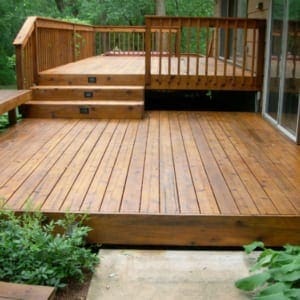 Wood deck with steps and rails